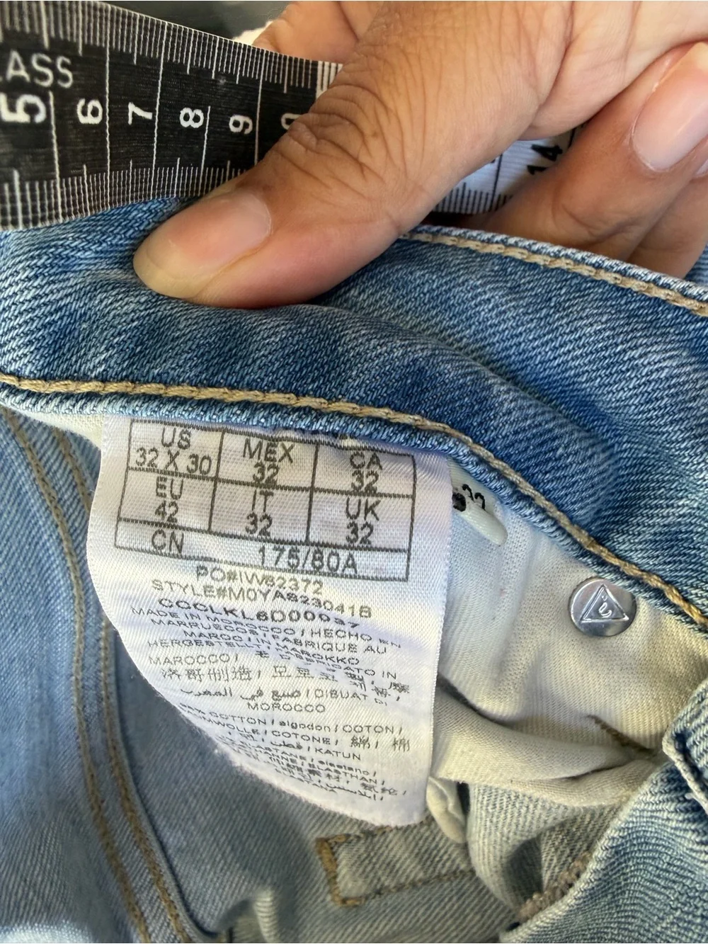 Guess Light Blue Men's Moto-Style Jeans- Size 32